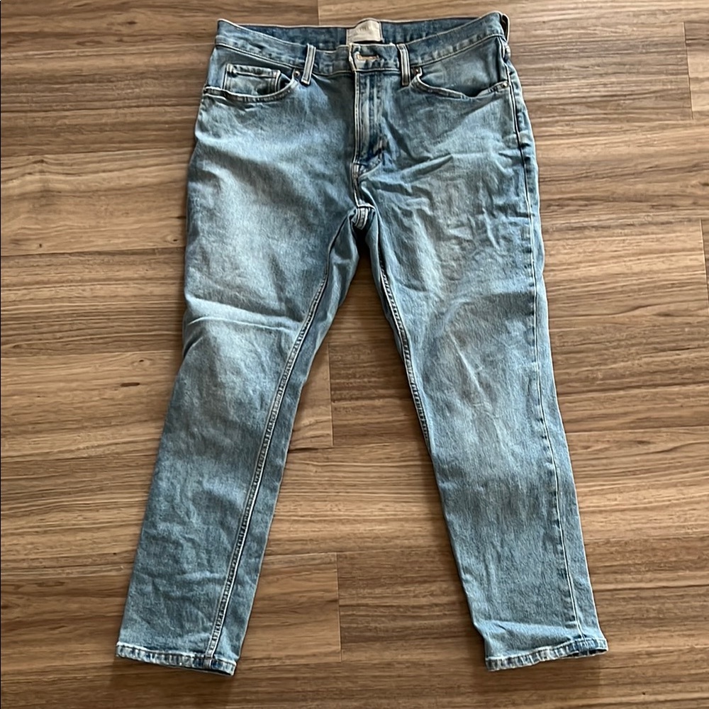Everlane Blue Straight Jeans with Vintage Distressed Look